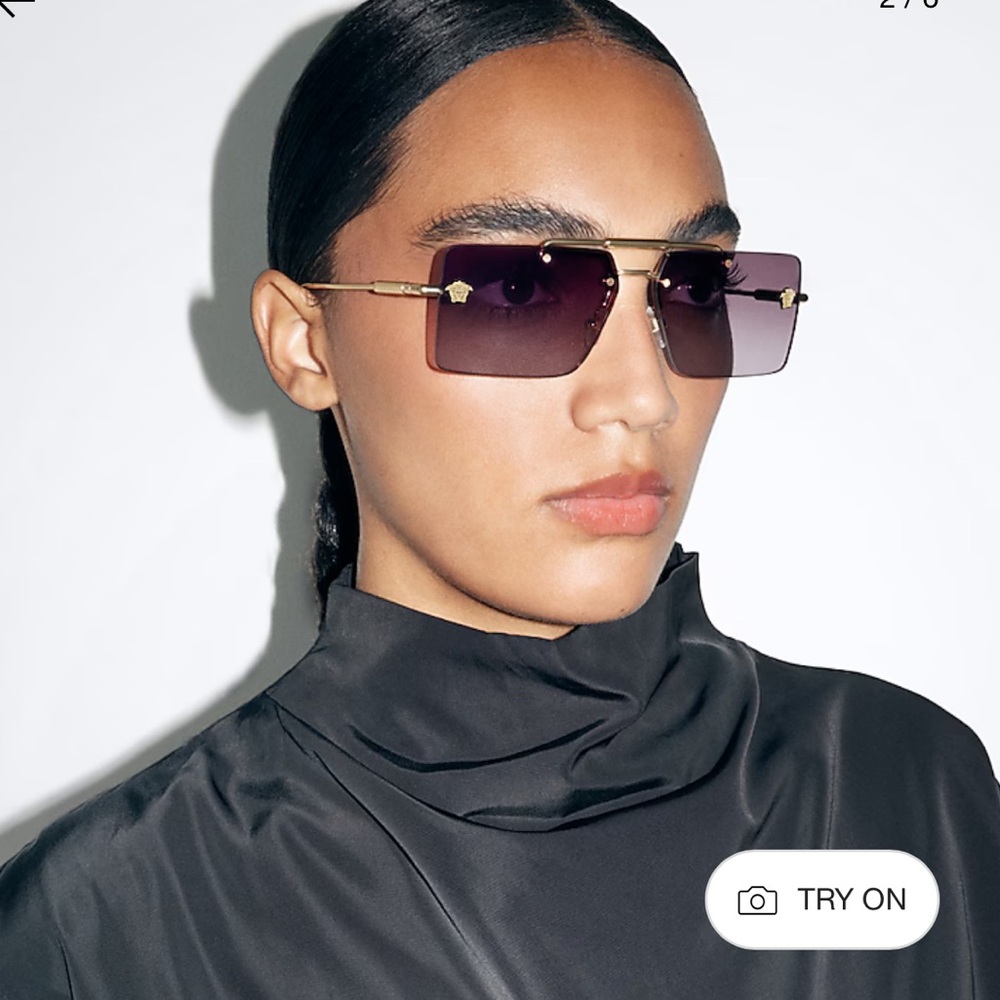 Versace Gold Frame Sunglasses with Brown Lenses